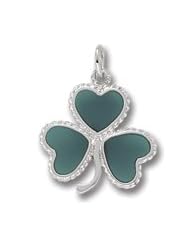 Rembrandt Charms, Green Shamrock Charm in Solid Sterling Silver or Gold