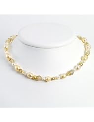 Sterling Silver Rutilated Qtz/Citrine/Champagne Cultured Pearl Necklace - QH2760-18"