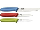 paring-knife-set Kuhn Rikon Swiss Knife Set: Paring Knife - Green, Tomato Knife - Red, Sandwich Knife - Blue