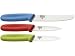 Kuhn Rikon Swiss Knife Set Paring Knife Green Tomato Knife Red Sandwich Knife Blue
