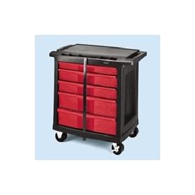 Rubbermaid-Black Five Drawer Mobile Workcenter (RCP7734BLA) Category: Tool Carts