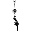 Jet Black Dangle Revolver Gun Belly Ring
