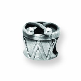 Sterling Silver Reflections SimStars Kids Drum Bead Charm - JewelryWeb