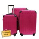 Set &agrave; 3 valises rigides, valises &agrave; roulettes rose magenta Polycarbonate Hauptstadtkoffer