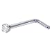 Jewelry : Solid 14KT White Gold 1.5mm Genuine Diamond L-Shaped Nose Ring