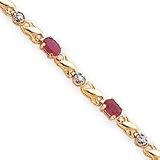 14k Ruby and Diamond Bracelet - 7 Inch - Lobster Claw