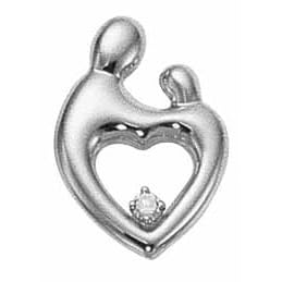 Mother and Child Sterling Silver 18" Chain .03ct Diamond Pendant Janel Russel Design by Watches Diamond