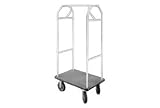 Bellman Hotel Cart 41 X 24 Satin Aluminum With Gray Carpet And Rubber Wheels