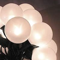 Set of 15 White Satin Wedding Party Christmas Lights - Green Wire