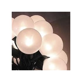 Set of 15 White Pearl G50 Globe Christmas Lights - Green Wire