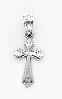 14k White Gold Cross Pendant