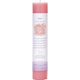 Crystal Journey Reiki Charged Herbal Magic Pillar Candle - LOVE - Made with Aromatherapy Essential Oils Olive Oil, Patchouli, Rose, Clove, Lavender, and Dragon's Blood
