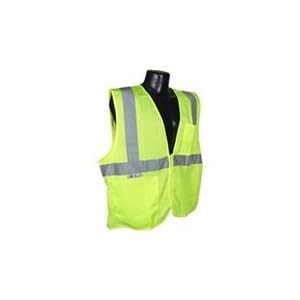 Safety Vest Class 2 Zipper with Pockets Lime Green Mesh Size: Large