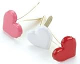 Painted Metal Paper Fasteners, 50/Pkg: Assorted Red/White/Pink, Medium Hearts