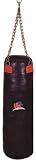 punching bag in leather with chains filled