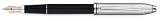 Cross Townsend Tango Black Lacquer / Engraved Rhodium Plated Fountain Pen with Fine 18 Karat Gold / Rhodium Plated Nib
