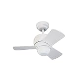 Monte Carlo 3TF24WH Micro 24, 24-Inch 3-Blade, Ceiling Fan, Damp Location, White Motor Finish and White Blades