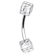 16 Gauge Clear Dice Eyebrow Ring