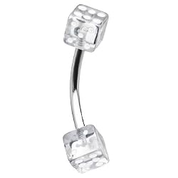 16 Gauge Clear Dice Eyebrow Ring