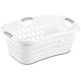 Sterilite Hip Hold Laundry Basket (White/Titanium Handles) (12"H x 19"W x 27"D)