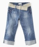 Vanilla Star Girls Cuffed Capri Jean with Lace Belt