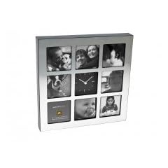 pt HM0180 Bilderrahmenuhr Edelstahloptik 8 Bilder h�ngend mit stehend