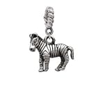 2-D Zebra Silver Plated European Charm Dangle Bead [Jewelry]