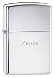 High Polish Chrome Engraved Zippo Lighter - Zenos