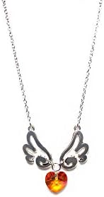 Silvery Wings of Love Necklace (Gold heart)