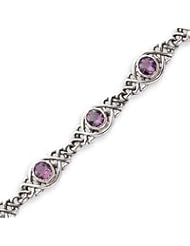 Sterling Silver Amethyst Bracelet - 7.25 Inch