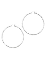 Sterling Silver 2.50mm Satin Diamond-cut Hoop Earrings QE3551"