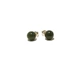 Jade Earrings 03 Stud Genuine Green Nephrite Gemstone Crystal Round 8mm