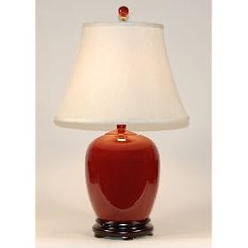 Classic Round Red Porcelain Table Lamp