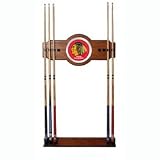 NHL Chicago Blackhawks 2 piece Wood and Mirror Wall Cue Rack