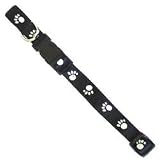Four Paws Reflective Paws Adjustable Black Nylon Dog Collar- 10 to 14 length 5/8 width