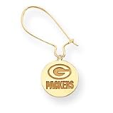 14K Green Bay Packers Logo Round Kidney Wire Earrings - NF765