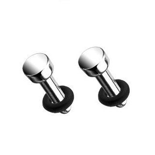 316L Surgical Stainless Steel Flathead Plugs with O-Ring - 14G (1.6mm) - Sold as a Pair