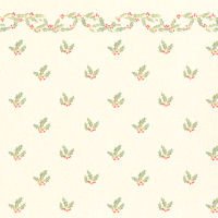Christmas Holly Wallpaper - Dollhouse Miniature