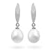 14K White Gold Freshwater Pearl Drop Earrings