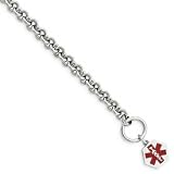 Sterling Silver Engraveable Enameled Hexagon Medical ID Bracelet