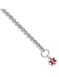 Sterling Silver Engraveable Enameled Hexagon Medical ID Bracelet