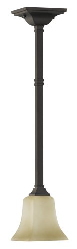 Murray Feiss P1113ORB One-Light American Foursquare Collection Mini Pendant, Oil Rubbed Bronze with Excavation Glass Shade