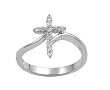 Sterling Silver Ring - Clear CZ - Cross - 15 mm x 3 mm, Sizes 4-9
