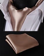 Pixel Handkerchief - Light Brown Solid Silk Cravat Scarves Ascot Tie Hanky Handkerchief Set