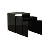 Modern Nest Acrylic Black 3-Pc Nesting Table Set