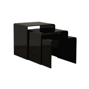 Modern Nest Acrylic Black 3-Pc Nesting Table Set