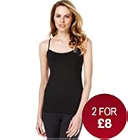 Scoop Neck Mesh Trim Stretch Vests