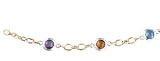 14k Yellow Gold Hand-Crafted Oval-Shaped Open Link Bracelet, Enhanced with Semi Precious Stones and Surrounded by Round White Gold Stations.