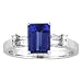 14k White Gold Emerald Cut Tanzanite and Diamond Ring 2.05 TCW