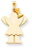 Girl With Bow And Angel Wings Charm, Yellow Gold